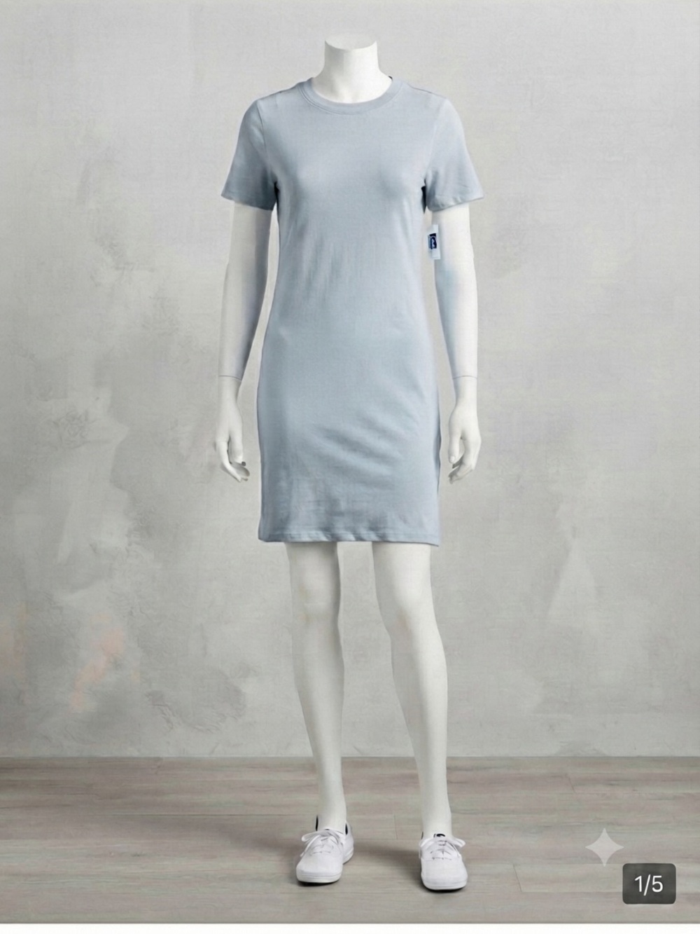 Old Navy Light Blue Crew Neck Tee Dress NWT but makeup on collar!!